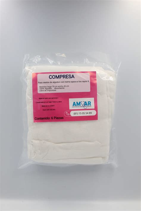 COMPRESA NO ESTERIL PARA VIENTRE C 6 MARCA AMVAR AlserMedica