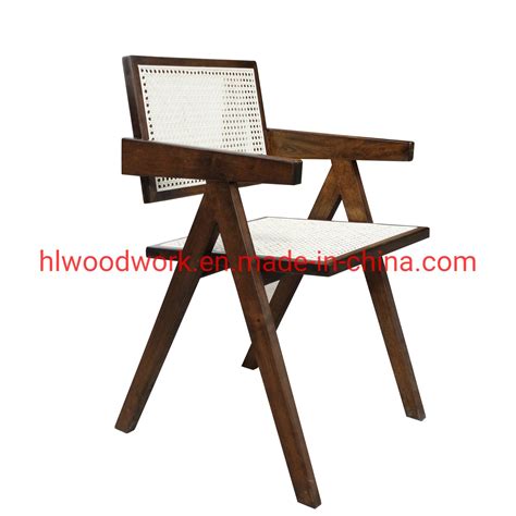 Walnut Color Ash Wood Rattan Chair Natural Rattan Dining Chair