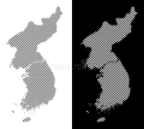 Halftone North And South Korea Map Stock Vector Illustration Of