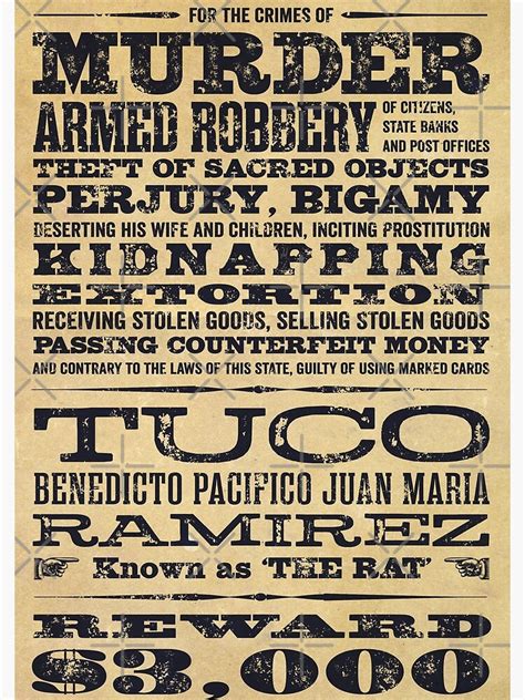 "Tuco Ramirez Wanted Poster from The Good, The Bad and The Ugly ...