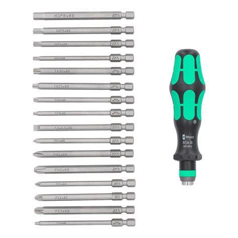 Wera Screwdriver And Bit Set Pcs Kraftform Kompakt Nut Slot Hex Ph