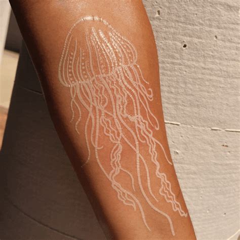 White Ink Glow In The Dark Jelly Fish Temporary Tattoo White Tattoo