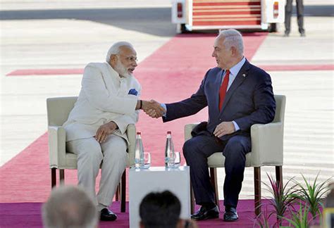 Narendra Modi And Israeli Prime Minister Benjamin Netanyahu During