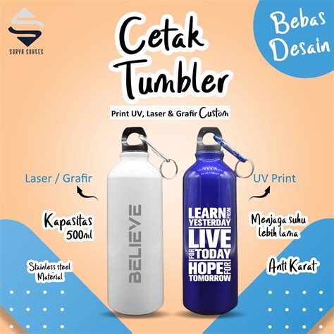 Jual Custom Tumbler Sport Sepeda Sovenir Promosi Laser Grafir Print Uv