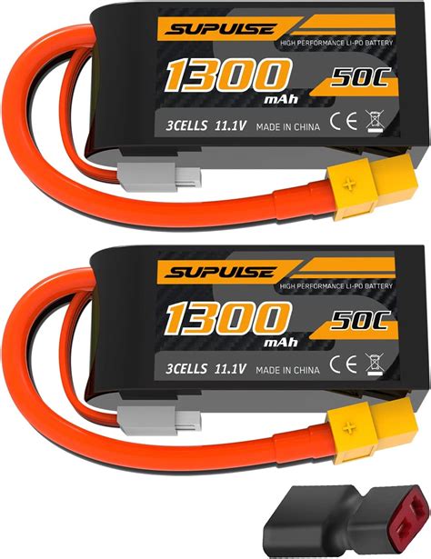 SUPULSE Batería Lipo de 11 1 V 3S 50C 1300 mAh con enchufe en T y