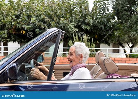 Old Woman Driving a Convertible Stock Photo - Image of happy, freedom ...