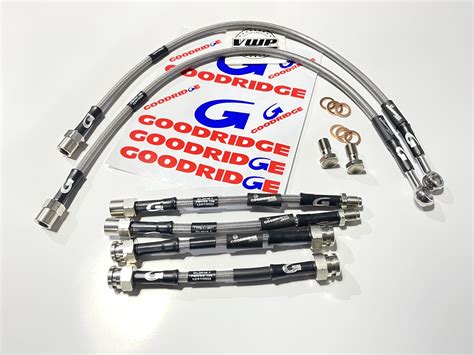 Goodridge Braided Stainless Steel Brake Hoses Kit Clear Line For Vw