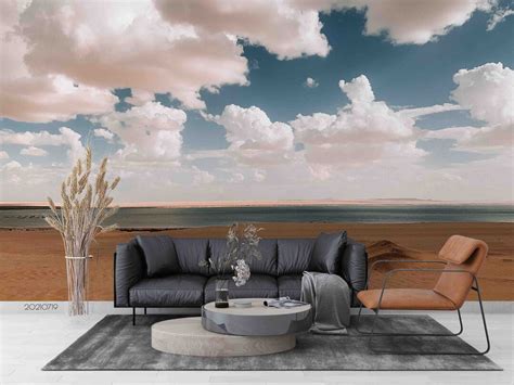 3D Beach Wallpaper, Sea Wall Mural, Cloud Wall Decor, Landscape Wall ...