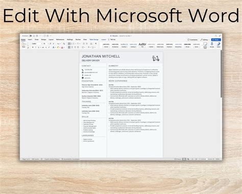 Delivery Driver Resume Template Google Docs Microsoft Word Apple