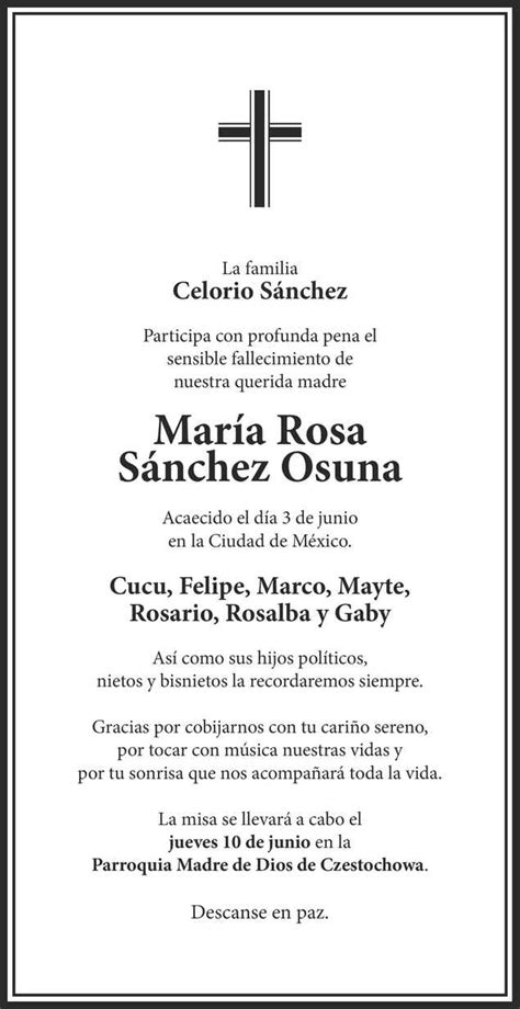 Se Ora Mar A Rosa S Nchez Ozuna Obituario Esquela