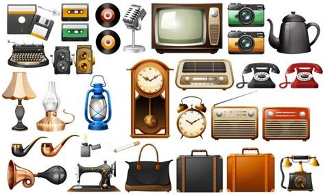 Free Vector Different Kind Of Antiques Illustration Objetos