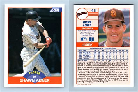 Shawn Abner Padres Score Baseball Trading Card