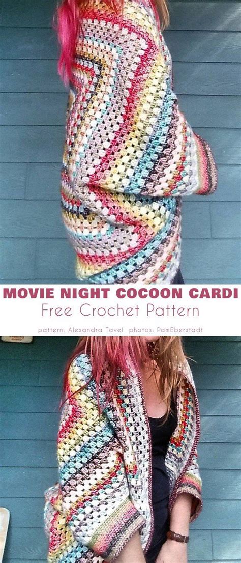 Movie Night Cocoon Cardi Crochet Cardigan Pattern Free Crochet Hat