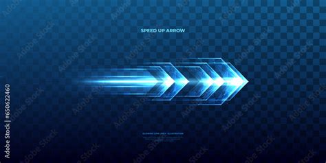 Abstract speed movement of arrows. Energy arrow with speed light effect. Isolated glowing web ...