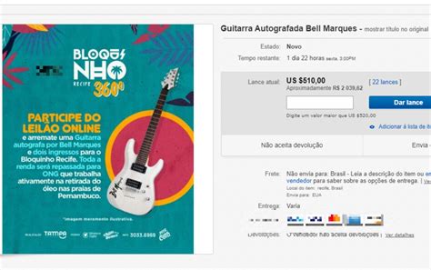 Bell Marques Doa Guitarra Autografada Para Arrecadar Fundos Limpeza