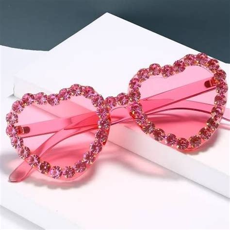 Heart shaped sunglasses rimless heart transparent colored glasses hot ...