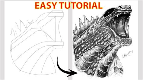 How To Draw Godzilla Tutorial Godzilla Drawing Youtube