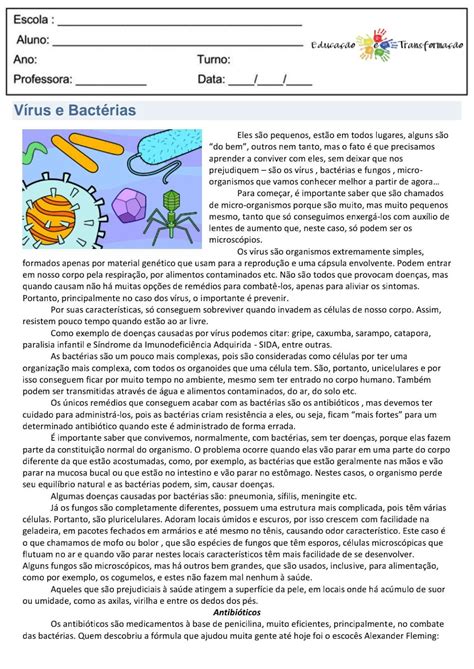 Atividades Sobre Microorganismos 4o Ano