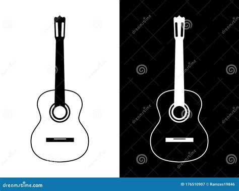 Logotipo De Guitarra Em Preto E Branco Em Estilo Minimalista Cone Da