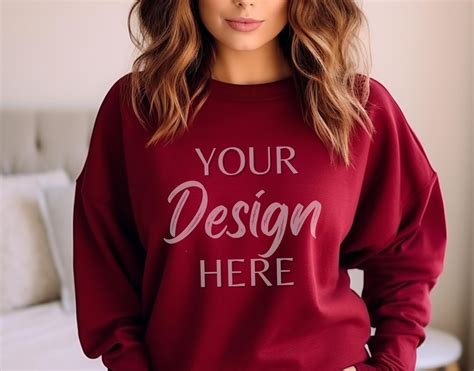 Gildan Mockup Gildan Garnet Sweatshirt Mockup Sweatshirt Model