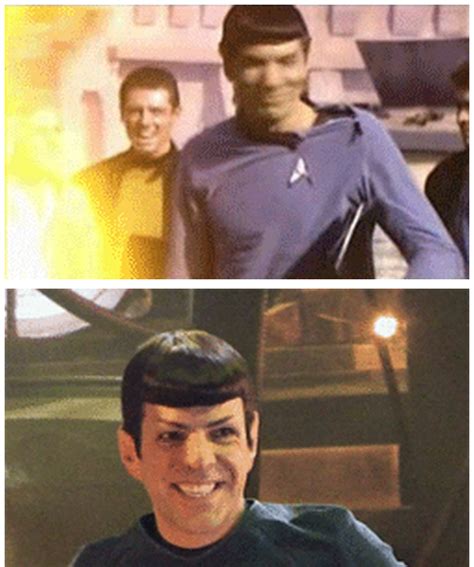 Spock Smiles Leonard Nimoy And Zachary Quinto Click For S Too