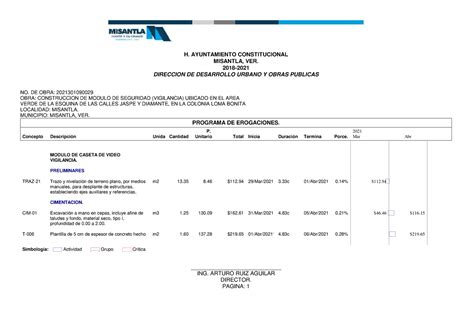 Programa DE Erogaciones NO DE OBRA 2021301090029 OBRA CONSTRUCCION