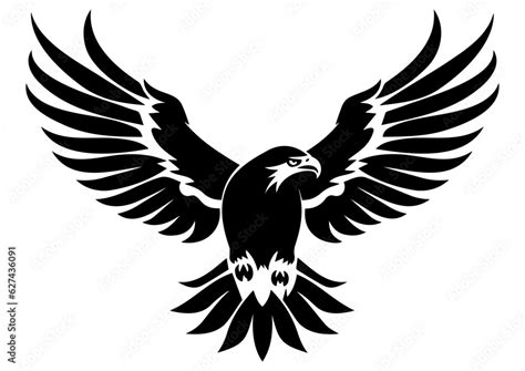 American eagle in flight with wings, flying vector eagle silhouette ...