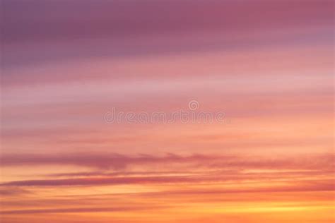 Dramatic Bright Soft Sunrise Sunset Pink Orange Sky With Clouds