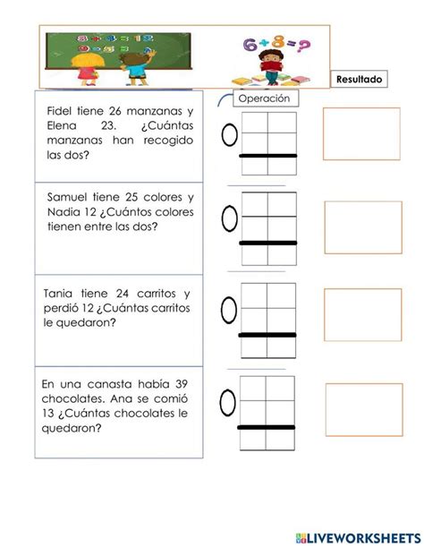 Ficha Pdf Online De Problemas De Suma Y Resta Para Primer Grado Primeros Grados Actividades