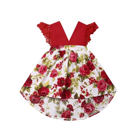 1 6 Y Vestido De Verano Para Niños Y Niñas Vestido De Manga De Encaje Estampado De Flores