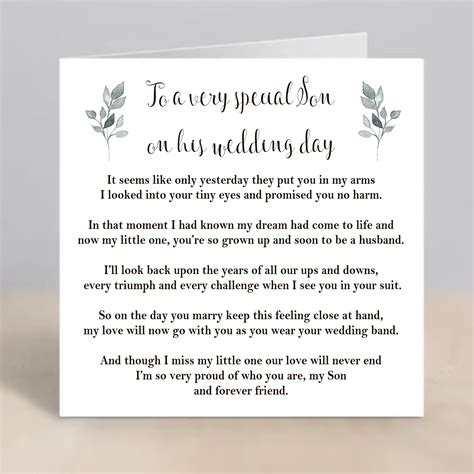 Son Wedding Day Card Card For Son Wedding Congratulations Etsy Uk