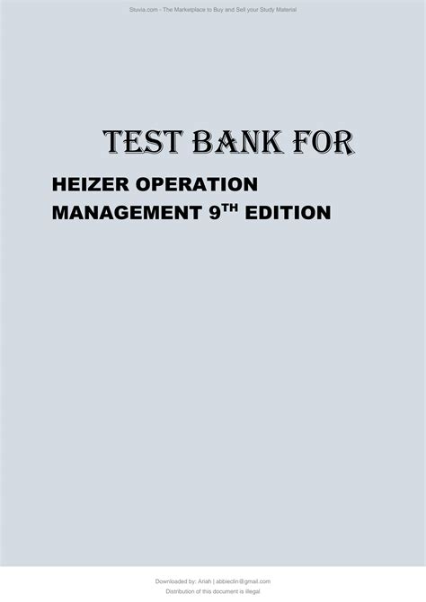 SOLUTION Test Bank For Heizer Operation Management 9th Edition Studypool