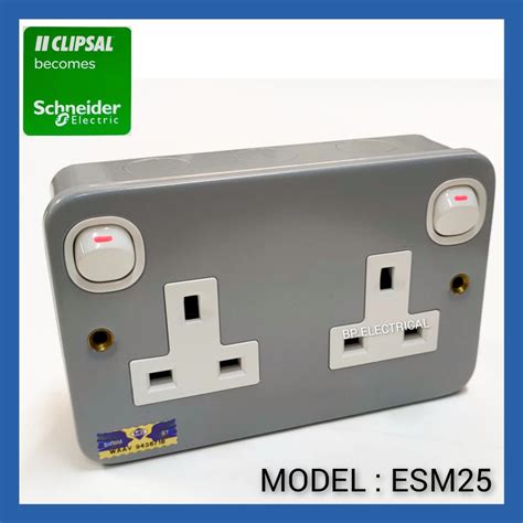 Schneider Clipsal A Gang Double Metal Clad Switch Socket Esm