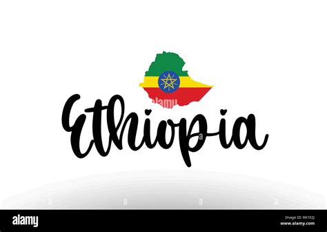 Ethiopia Country Big Text With Flag Inside Map Suitable For A Logo Icon