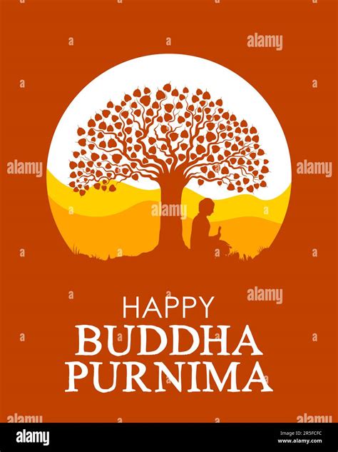 Lord Buddha In Meditation Under Bodhi Tree For Buddhist Festival Happy