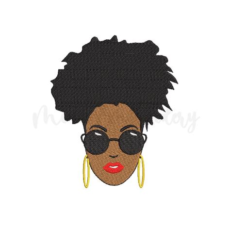 Afro Woman Embroidery Design Black Girl Face Embroidery Design