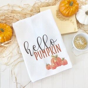 Hello Pumpkin, Fall Kitchen Towel, Pumpkin Kitchen Towel, Tea Towel, Waffle Towel, Fall Towel ...