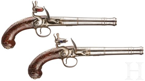 A Pair Of British Queen Anne Flintlock Pistols Wilson London Circa