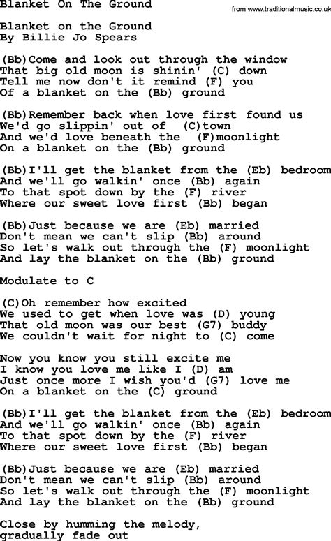 Blanket On The Ground - Bluegrass lyrics with chords