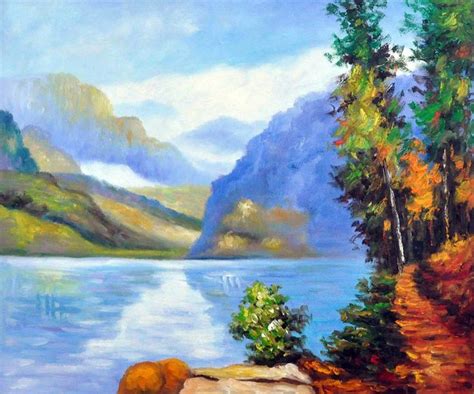 Landscape Wall Decor Oil Painting Lake Louise British Columbia