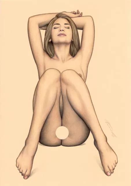 Nude Art Pencil Drawing Original Aktzeichnung Woman Pin Up Naked