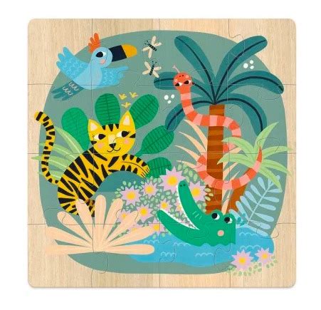 Coffret en bois 3 puzzles évolutifs Terre mer et ciel Vilac 8536