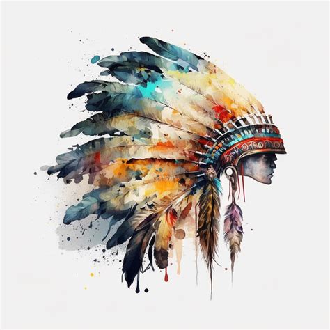 Watercolour Native American Headdress Clipart Hd On A White Background