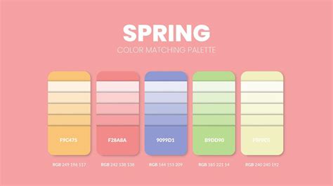 Les palettes de couleurs du thème du printemps ou les schémas de