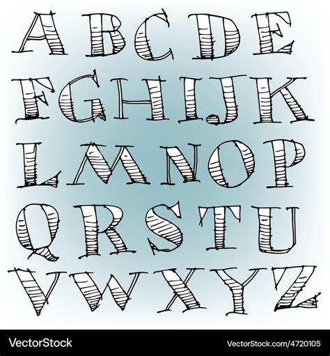 Hand Drawn Sketch Alphabet Royalty Free Vector Image