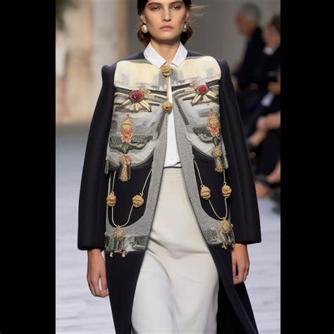 Premium AI Image A Model Walks Down A Runway Wearing A Jacket With A