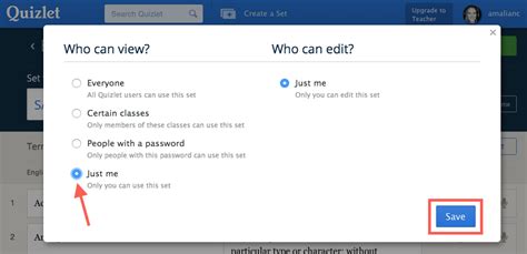 Making Sets Private Quizlet