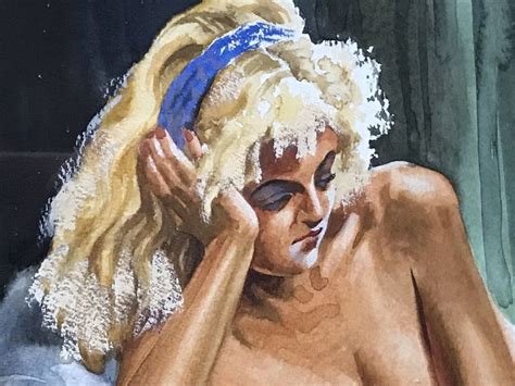 Original Reclining Nude Lady Watercolour By Contemporary Artist Malcolm