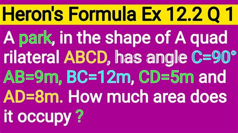 A Park In The Shape Of A Quadrilateral ABCD Has C 90 AB 9m BC 12m CP 5m