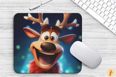 Joyful Christmas Reindeer Mouse Pad Graphic By Foxmia Creative Fabrica